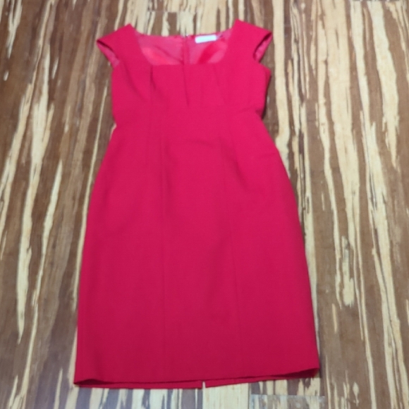 Calvin Klein Sheath Dress with Pleated Bust and Cap SLeeves - Picture 3 of 4
